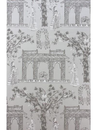 Nina Campbell Wallpaper - Coromandel Pavilion Garden Silver NCW4272-02