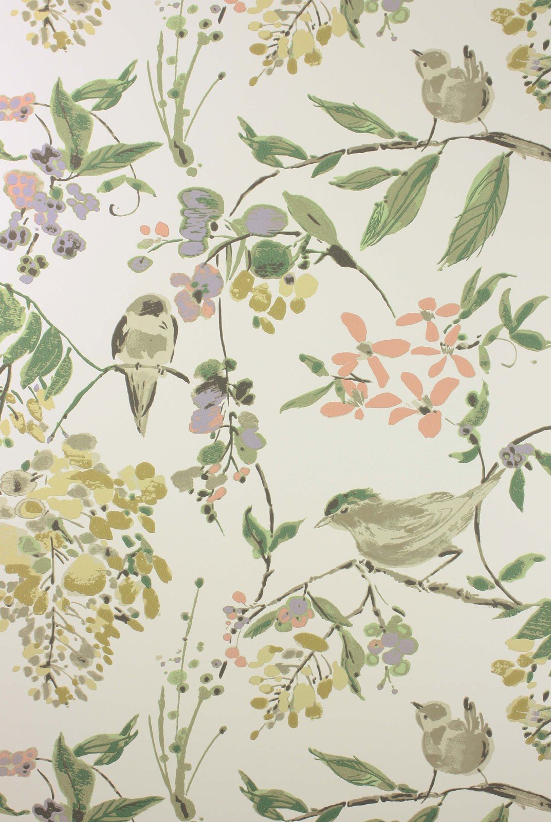 Nina Campbell Wallpaper - Cathay Penglai Coral/Lavender/Green NCW4182-01
