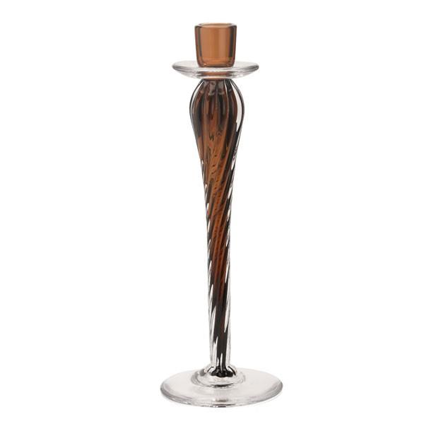 Glass Candlestick - Amber