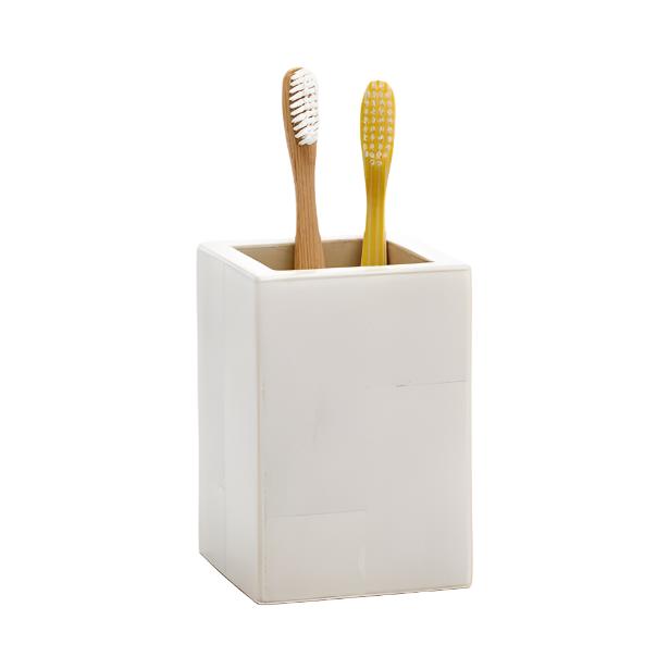 Arles Faux Horn White Toothbrush Holder