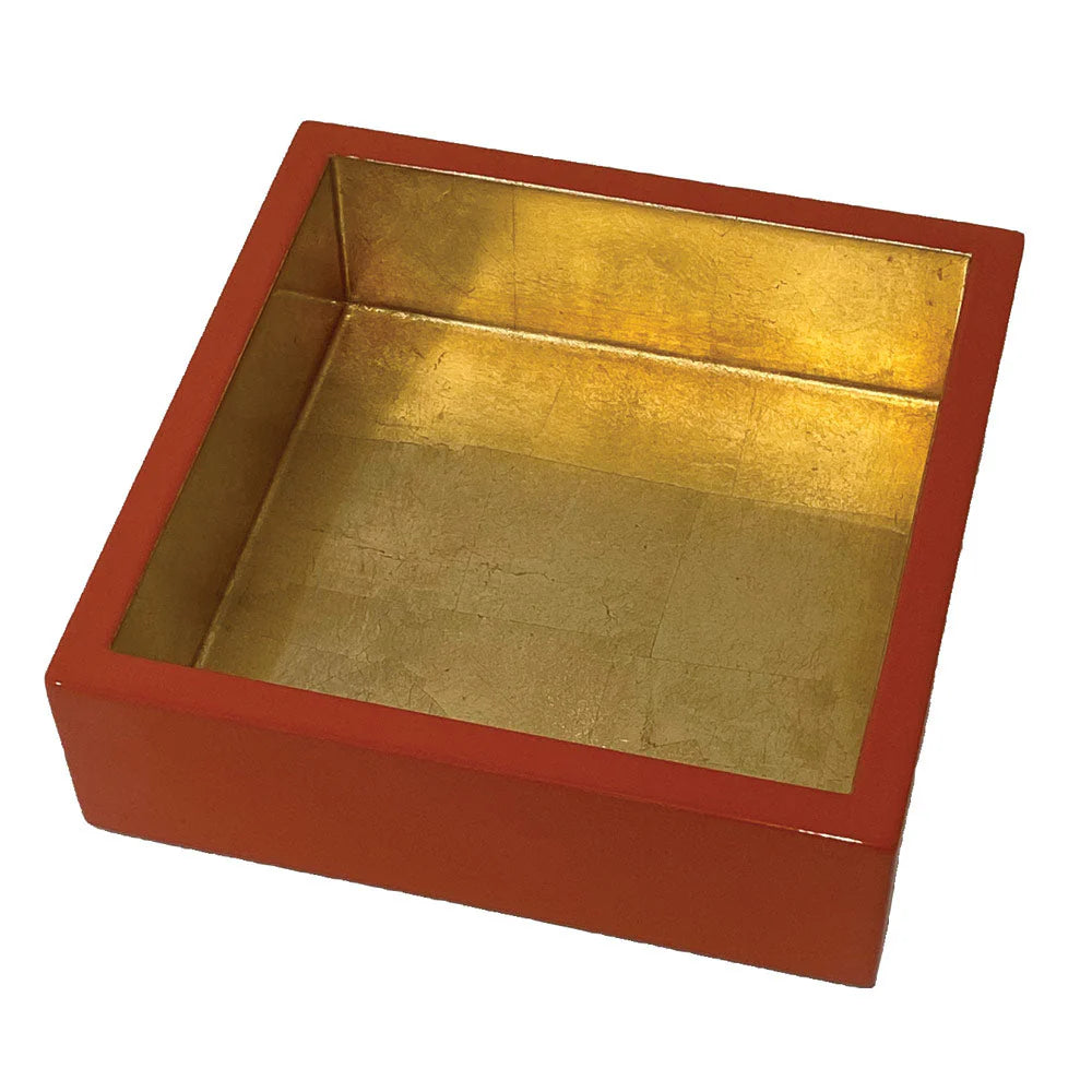 Cocktail Napkin Holder Coral/Gold