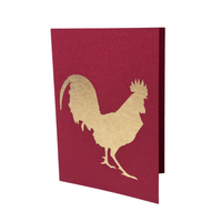 Gold Leaf Card Rooster Red