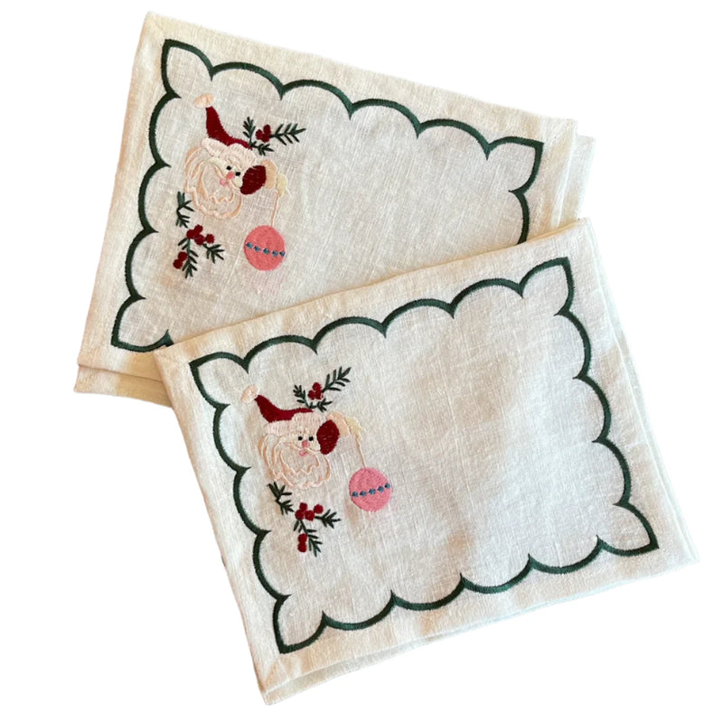 Santa Christmas Cocktail Napkins/Coasters Set of 4