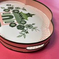 Pagoda Blossoms Enamelled Hand-Painted Iron Tray