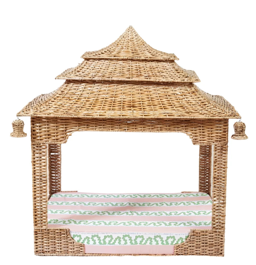 Pagoda Rattan Dog Bed