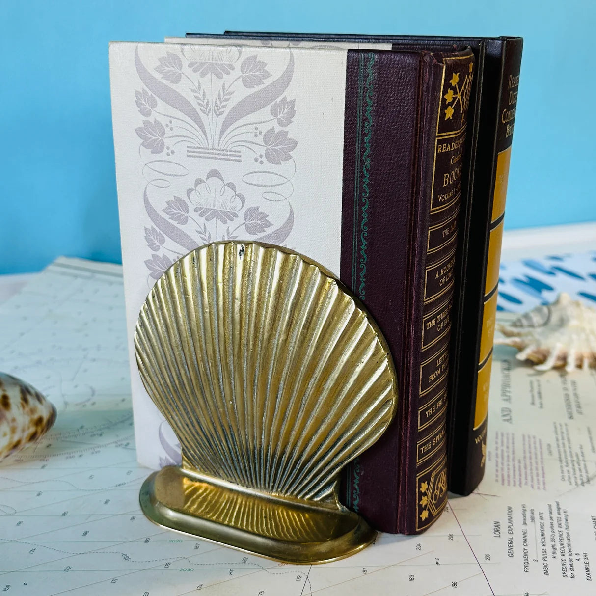 Shell Bookends Antique Brass