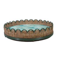 Scallop Raffia Dog Bed Green