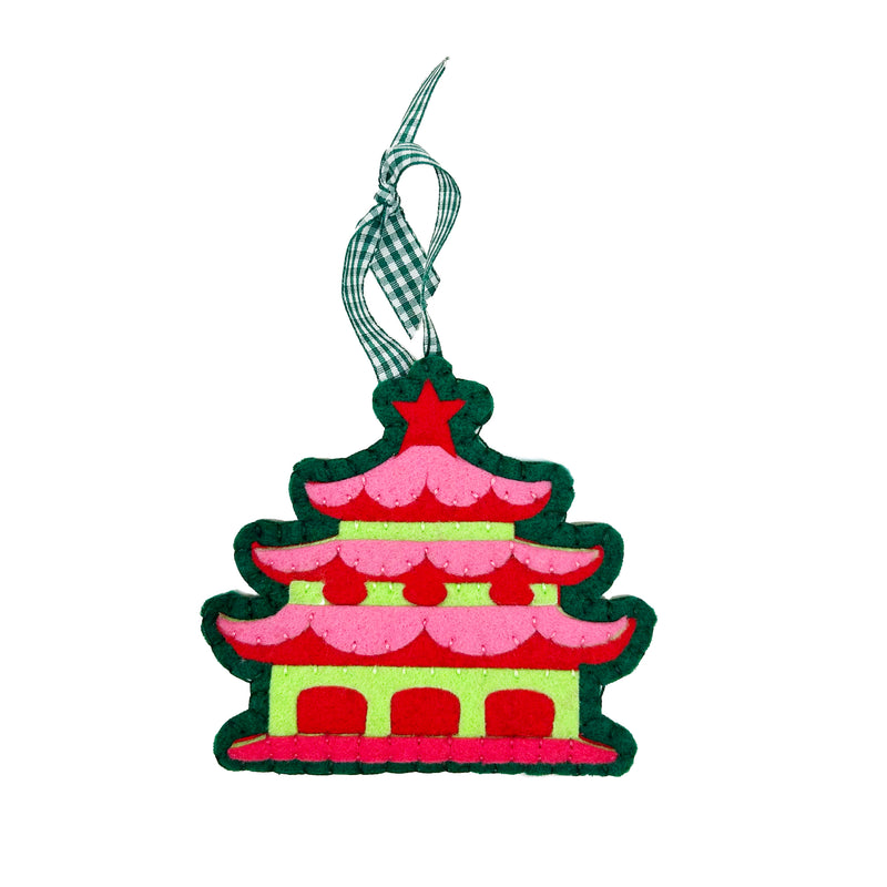 Pagoda 3 Felt Christmas Ornament