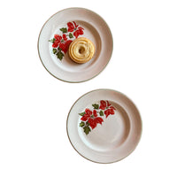 Vintage Poinsettia English China Plate Set