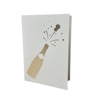 Gold Leaf Card Champagne Bottle Ivory