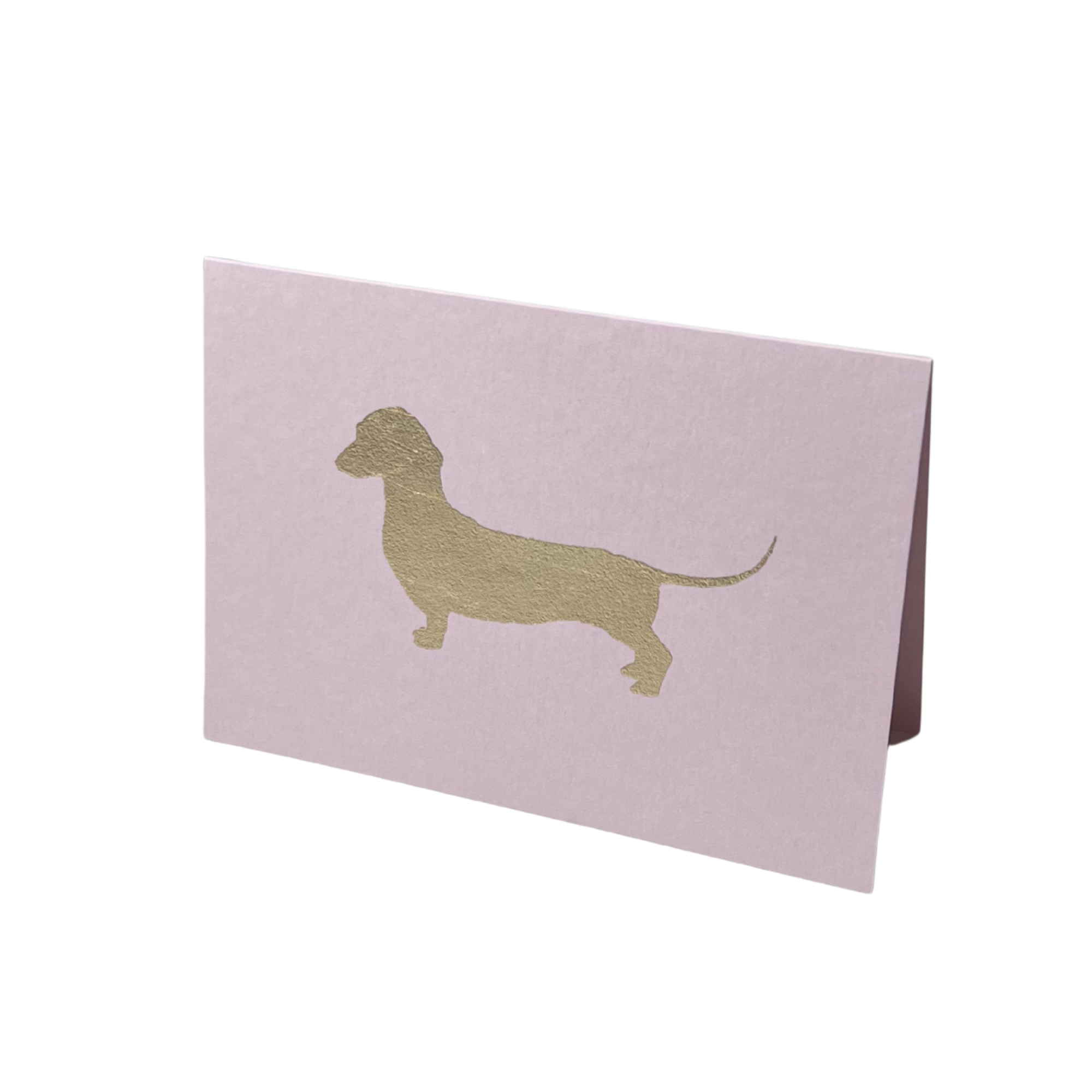 Gold Leaf Card Dachschund Pink