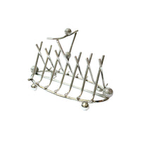 Antique English Silver Plated Golf Themed Toast Rack c.1920