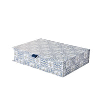 Nina Campbell A4 Box File in blue chequered pattern on white background