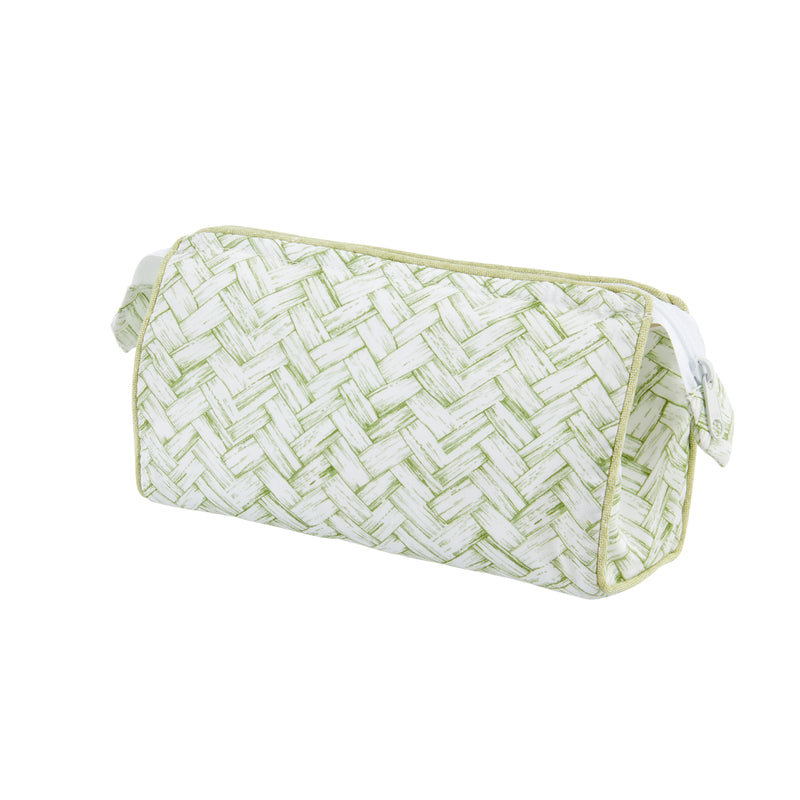 Nina Campbell Wash Bag Basketweave Green against a white background