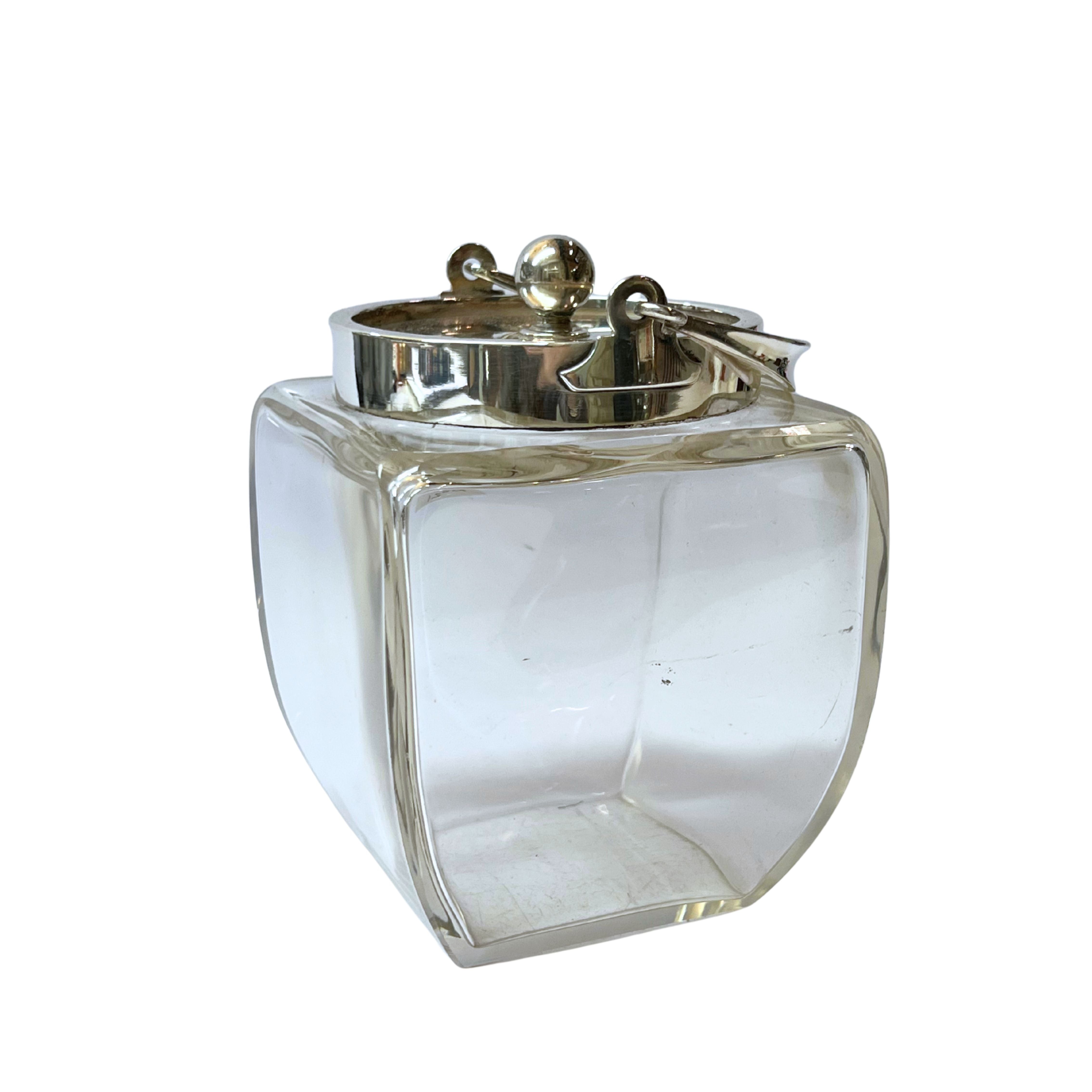 Antique Lidded Jar Glass and Silver Plated