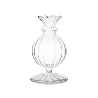 Nina Campbell clear small glass vase against a white background