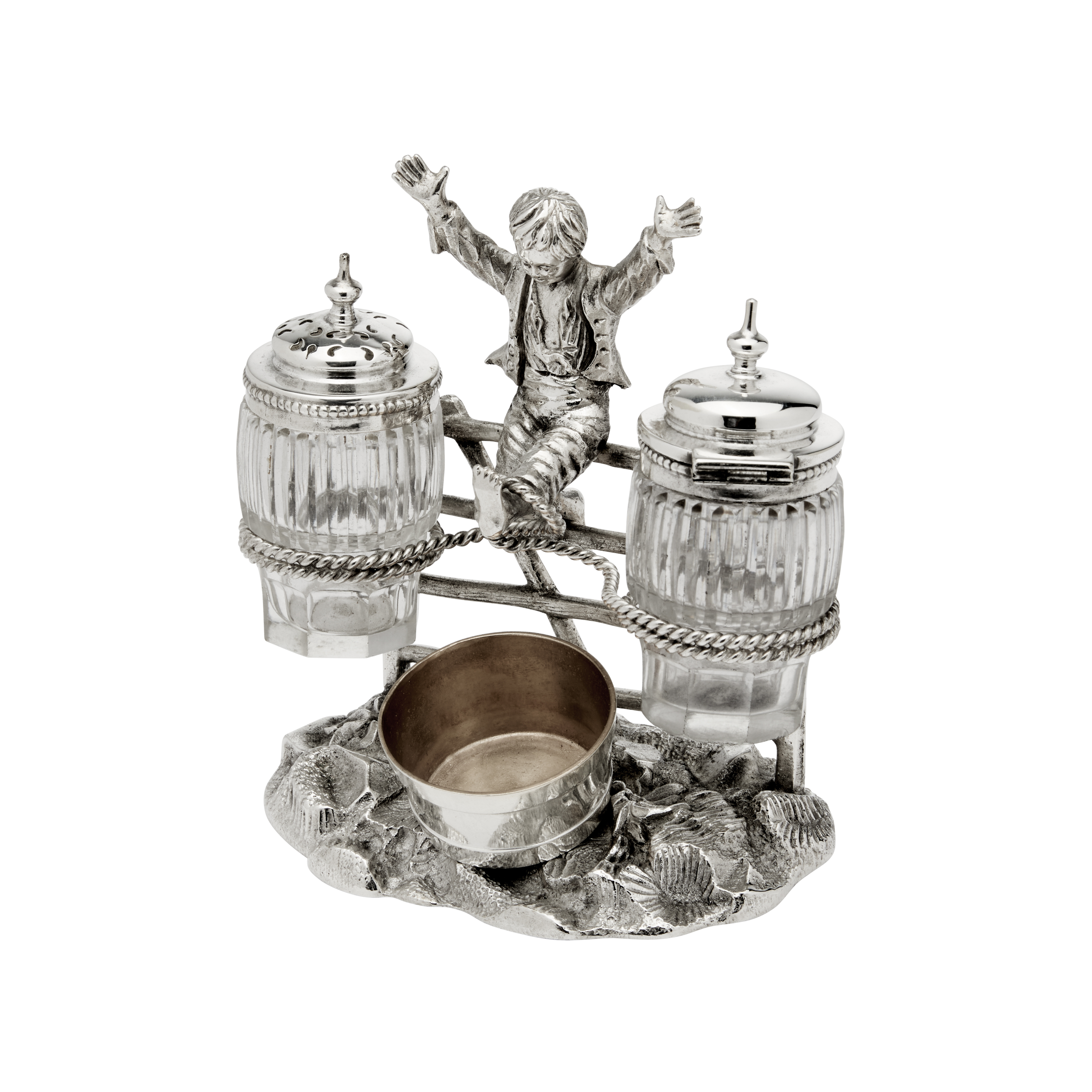Antique Cruet Boy on Fence Silver Plated c.1890