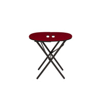 Nina Campbell Oval Red Folding Table against a white background