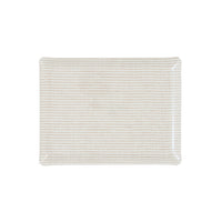 Nina Campbell Fabric Tray Medium Stripe Beige and White against a white background