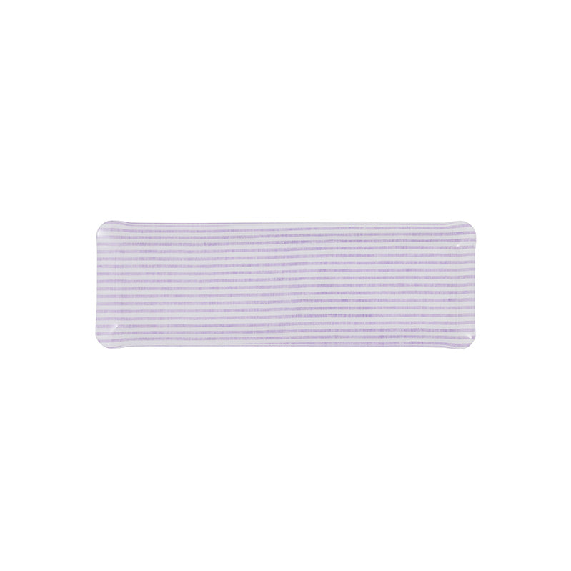 Nina Campbell Fabric Tray Oblong - Stripe Amethyst and White