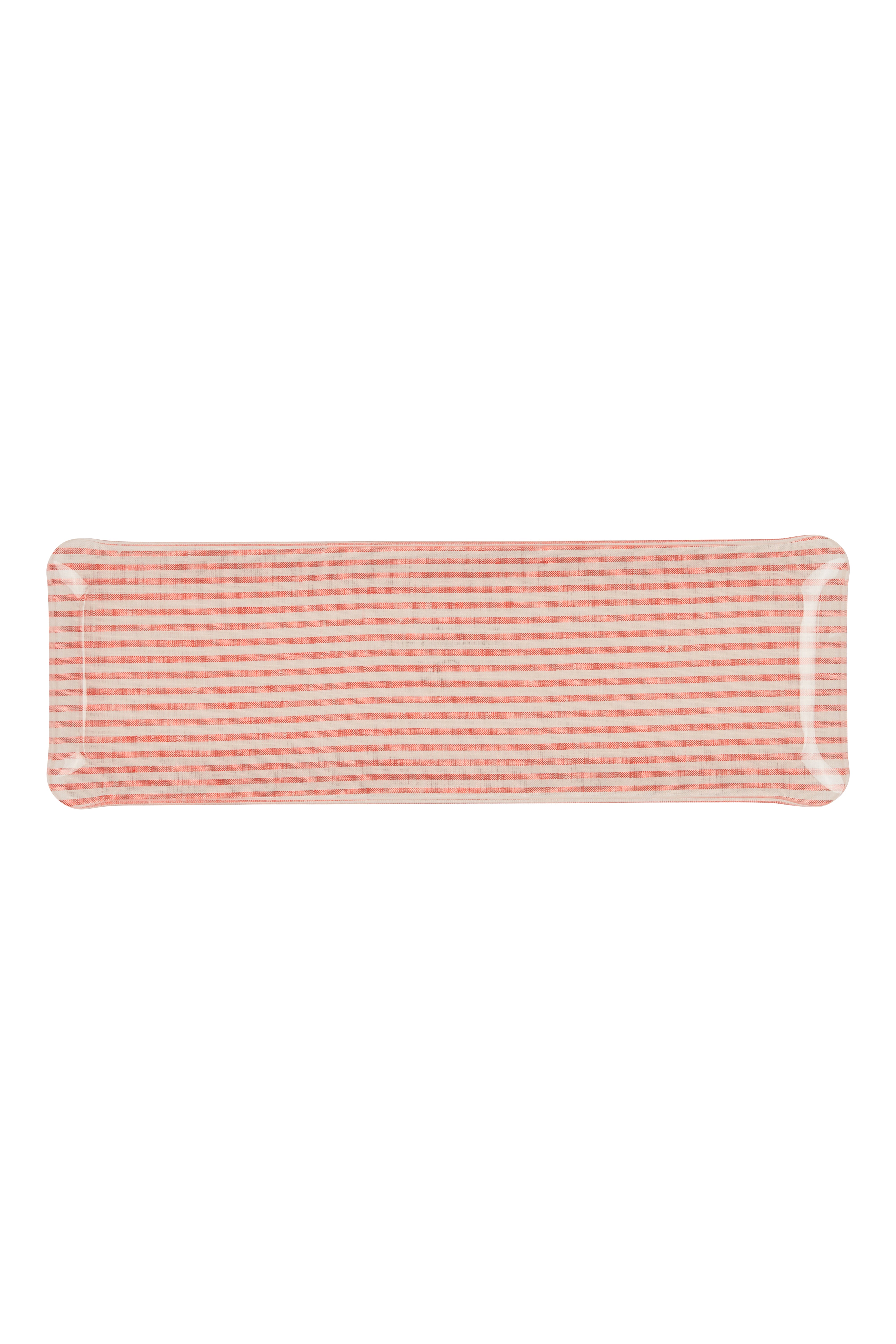 Nina Campbell Fabric Tray Oblong - Stripe Coral and White