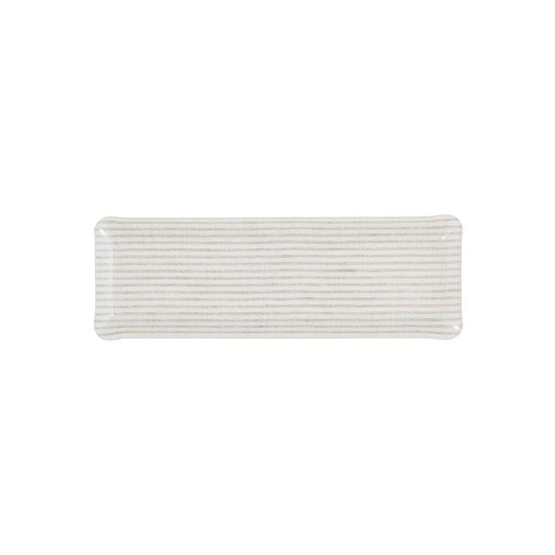 Nina Campbell Fabric Tray Oblong - Beige and White Stripes