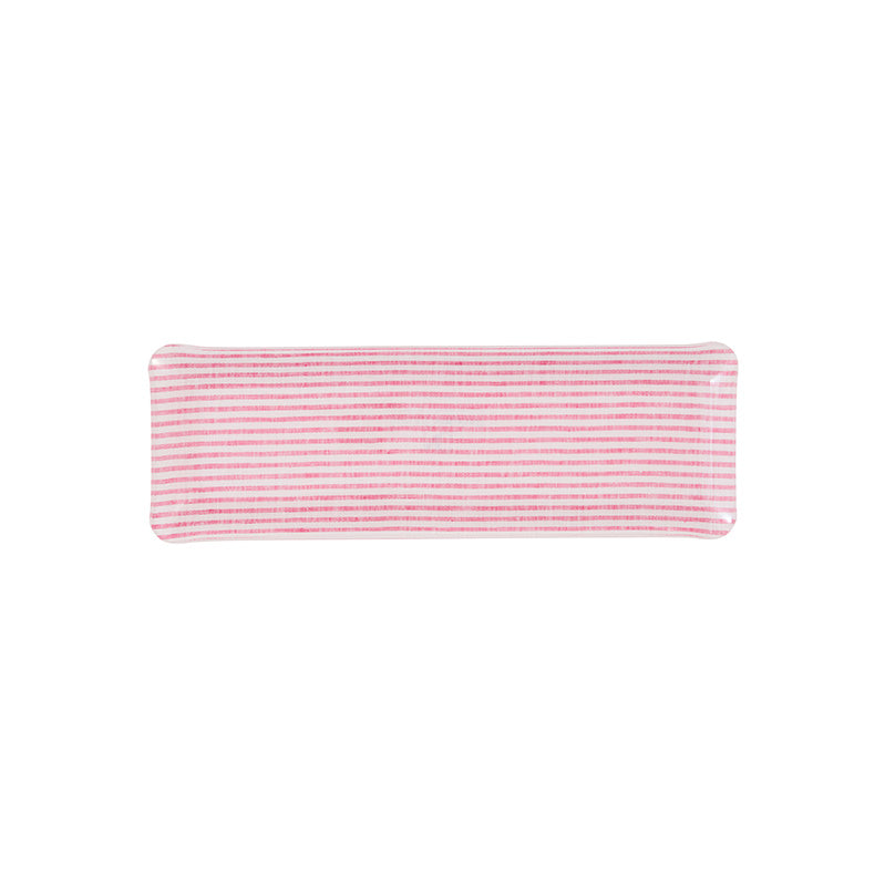 Nina Campbell Fabric Tray Oblong - Stripe Pink and White