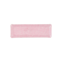 Nina Campbell Fabric Tray Oblong Stripe Pink and White against a white background