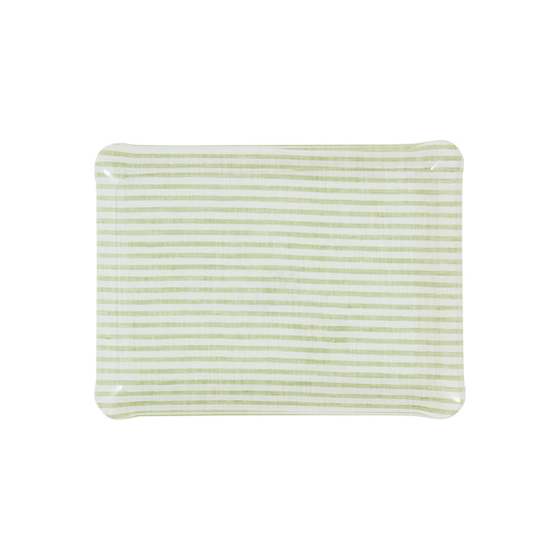 Nina Campbell Fabric Tray Small - Stripe Green and White