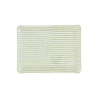 Nina Campbell Fabric Tray Small Stripe Green and White against a white background