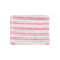 Nina Campbell Fabric Tray Small Stripe Pink and White against a white background