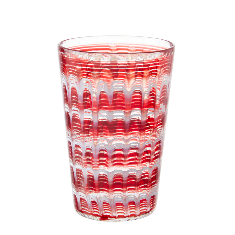 Large Tumbler Red/White Ripples