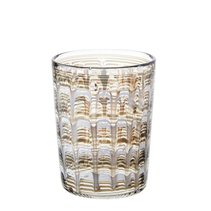 Nina Campbell Small Tumbler - Bone/White Ripples