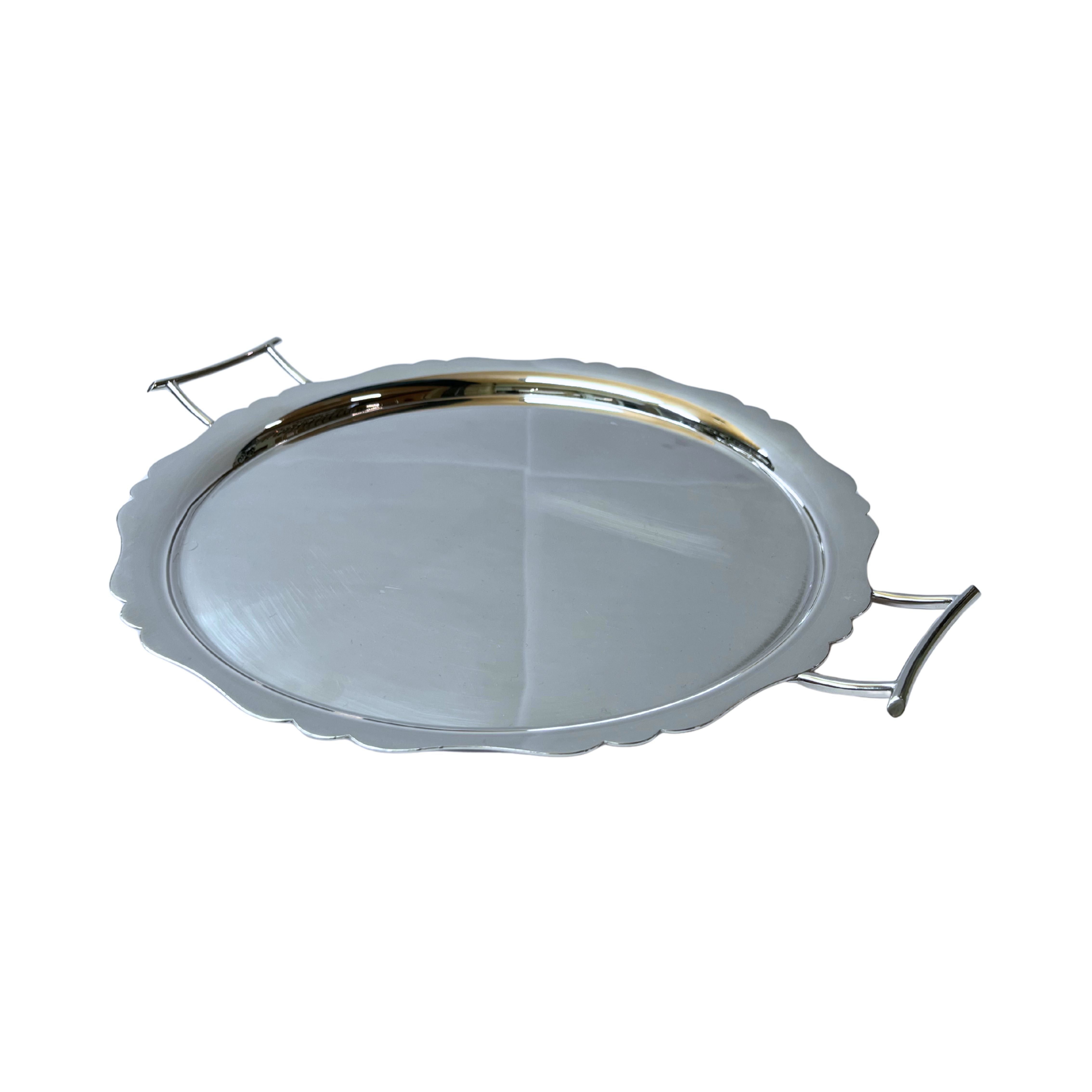 Antique Art Deco Silver Plated Circular Tray c.1930