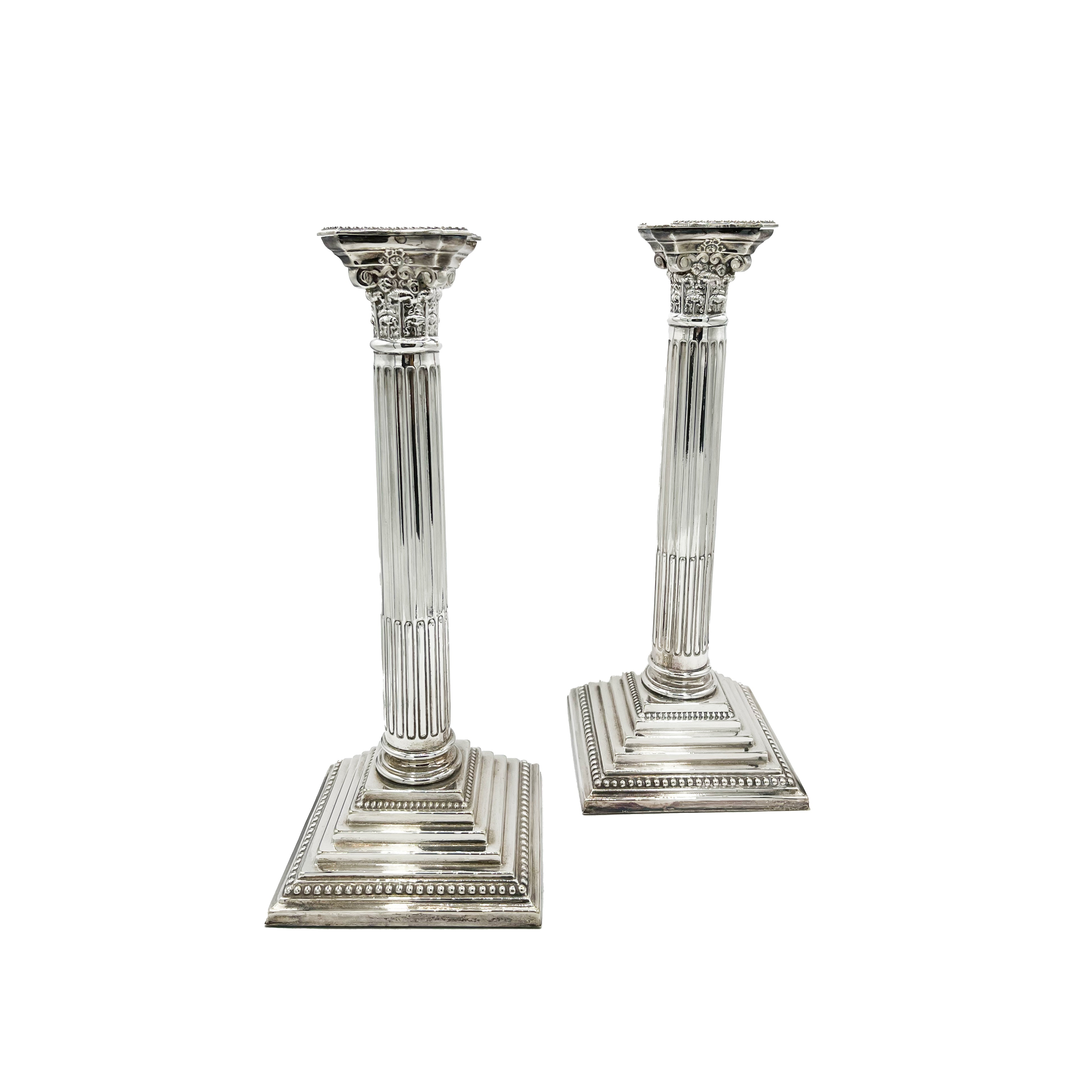 Antique Pair of S-P Column Candlesticks Circa 1910