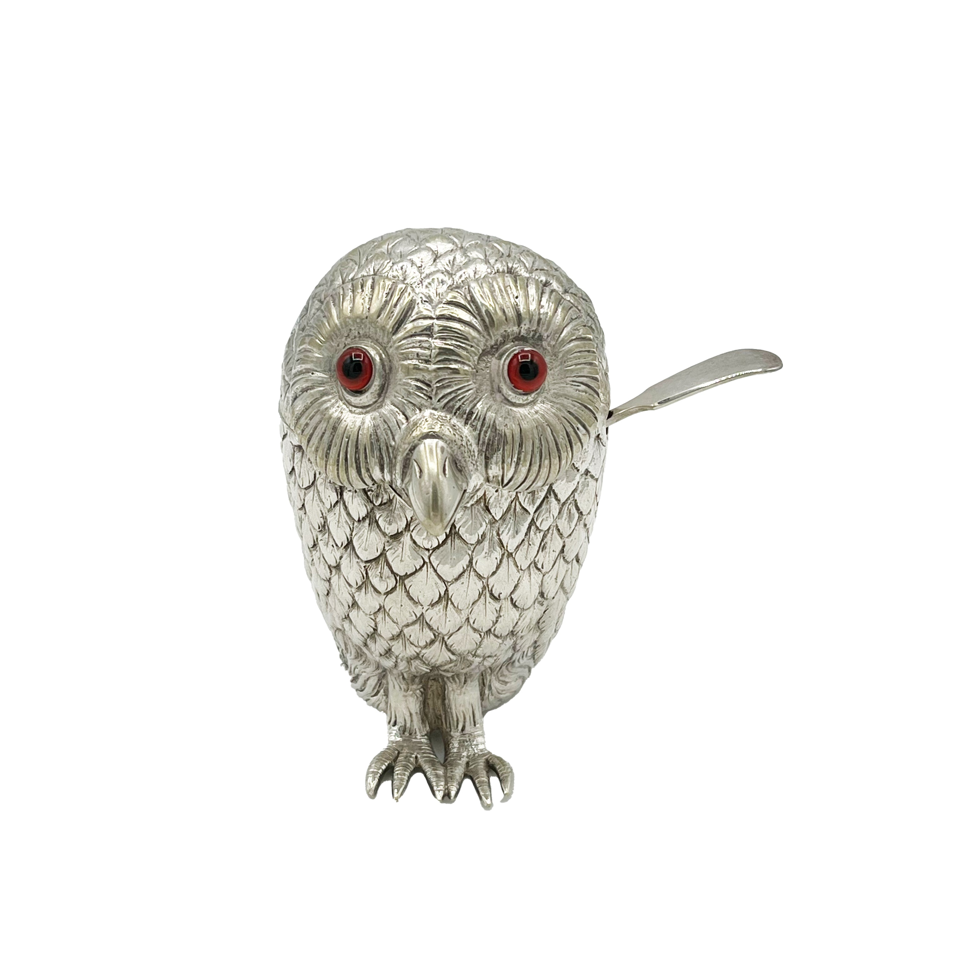 Antique Silver Owl Mustard Pot Circa 1920