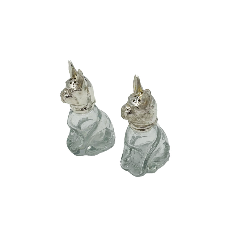 Antique Glass Bulldog Salt/Pepper