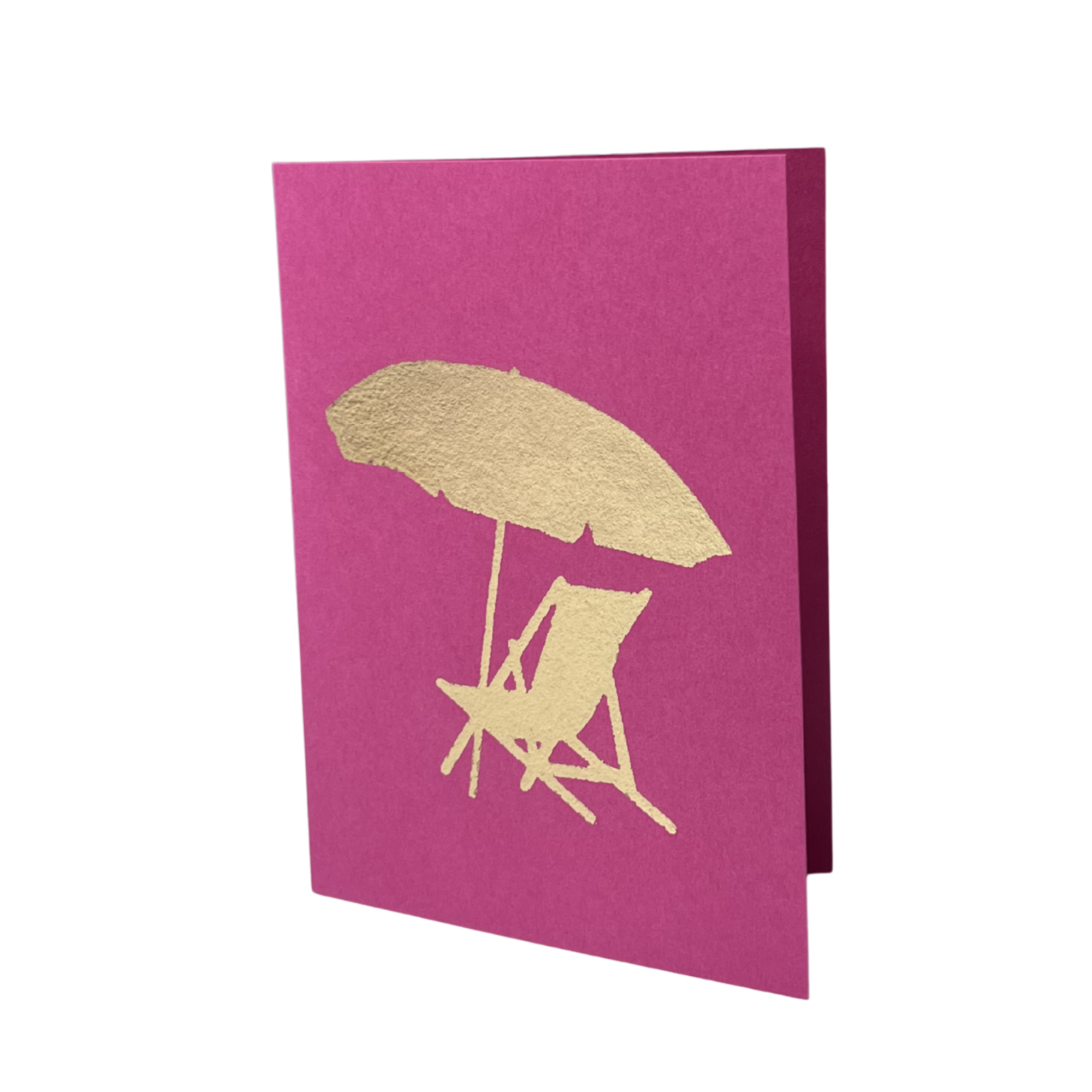 Gold Leaf Card Chair/Umbrella Bright Pink
