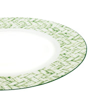 Nina Campbell x Halcyon Days Green Basketweave side plate on white background 