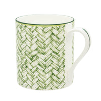 Nina Campbell x Halcyon Days Mug green basketweave on white background