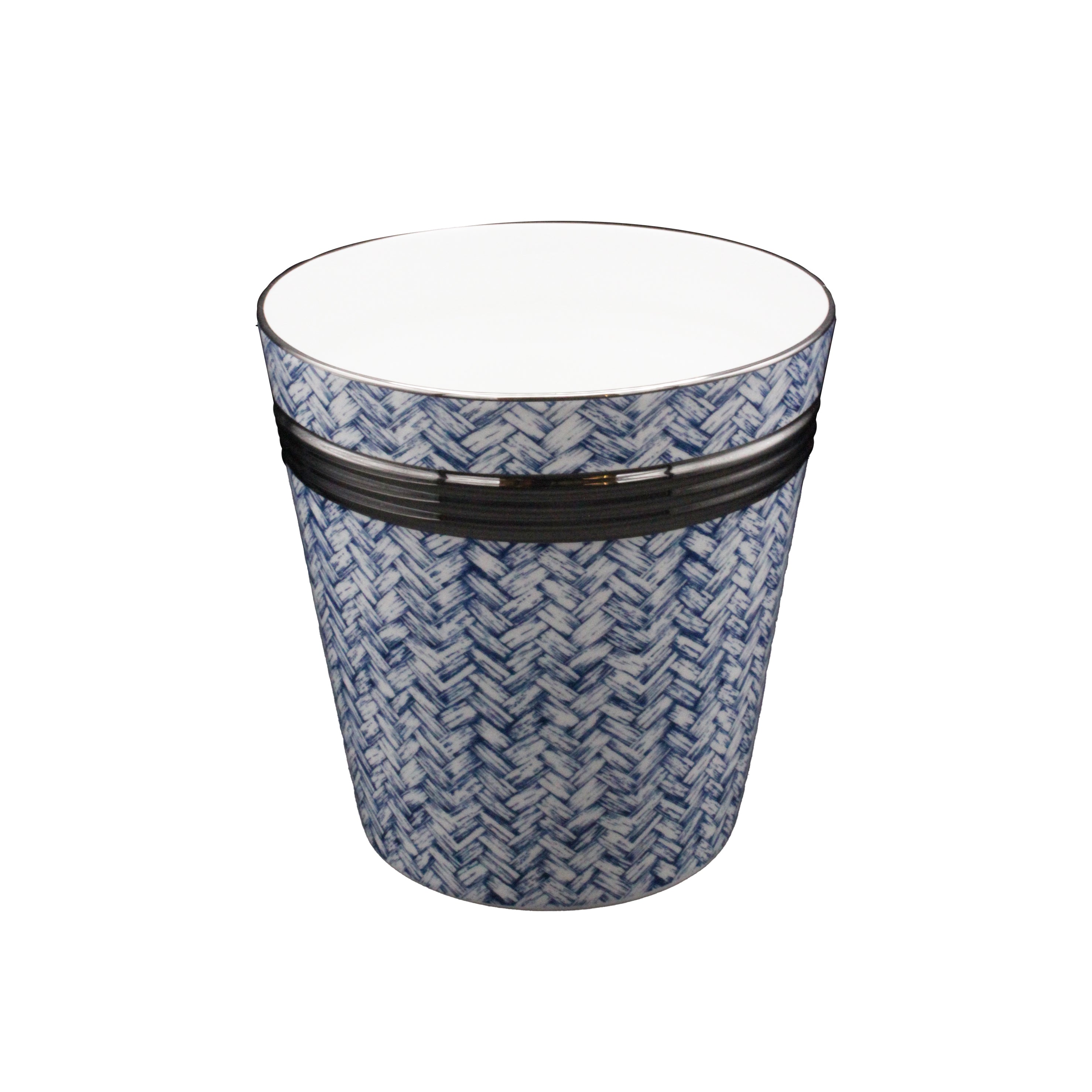 Nina Campbell Basketweave Blue Cachepot on white background