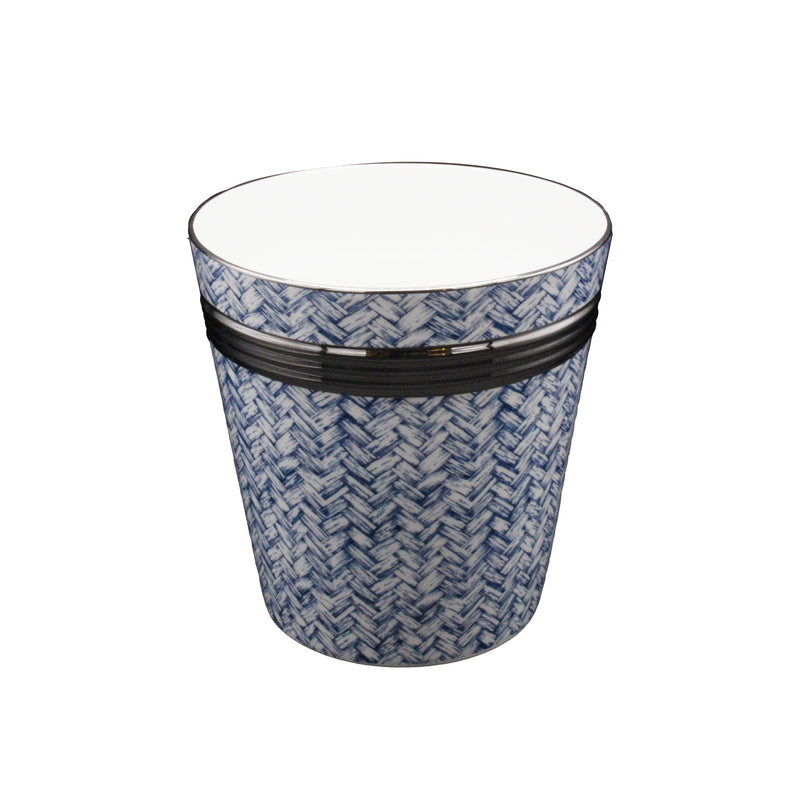 Nina Campbell Basketweave Blue Cachepot on white background