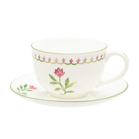 Nina Campbell Marguerite pink Tea Cup and Saucer on white background 