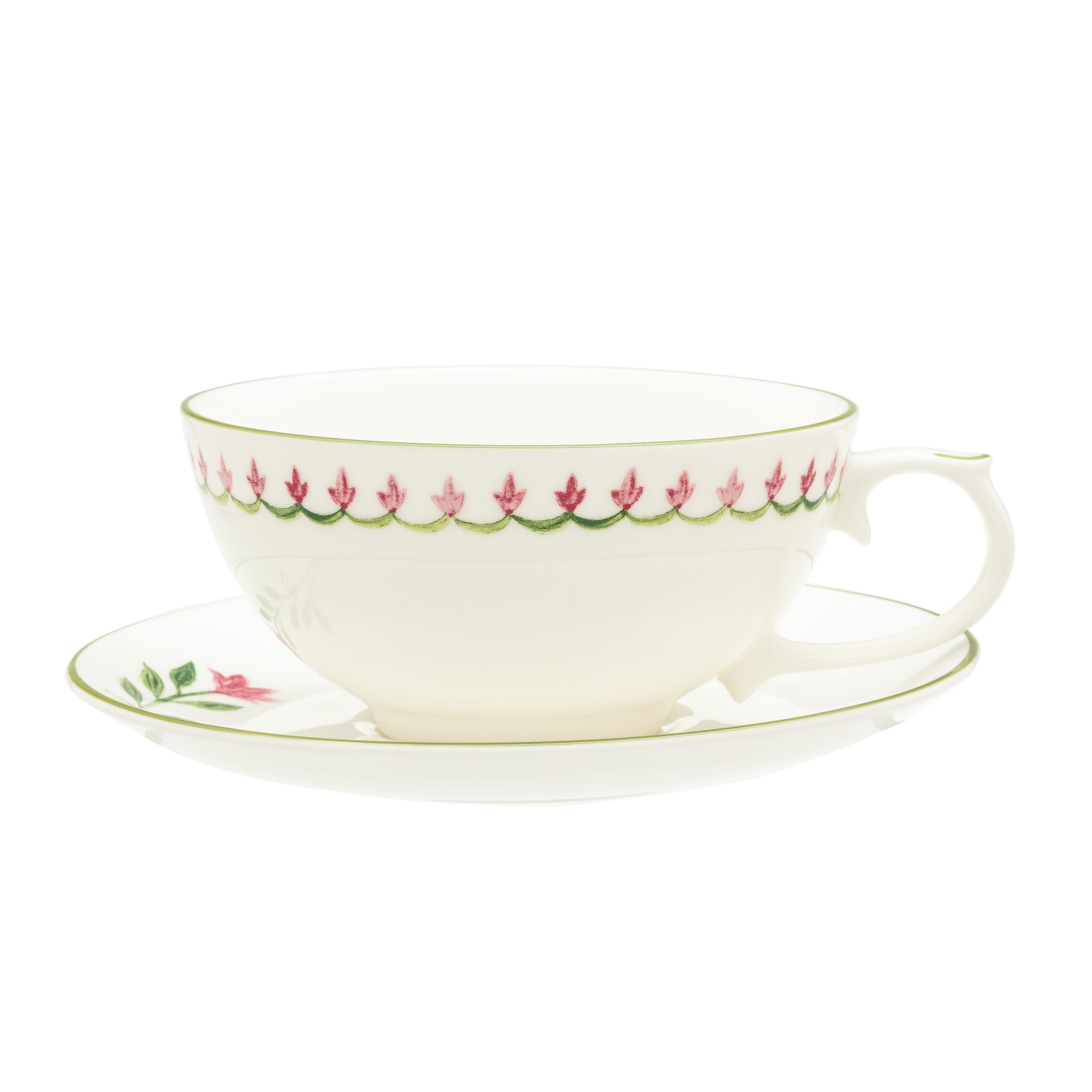 Nina Campbell Marguerite Pink Tea Set for one Cup on white background 