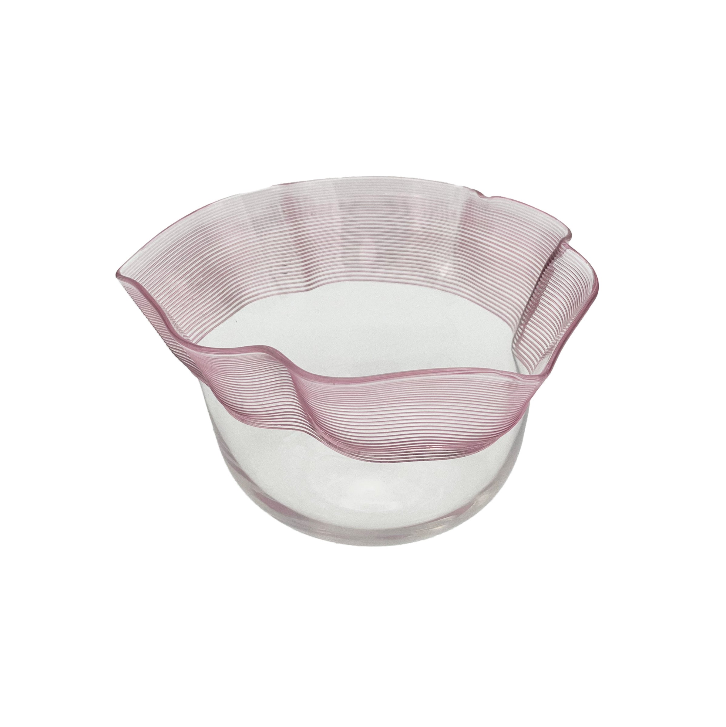 Antique Pink and Clear Glass Bowl, early 20th Century