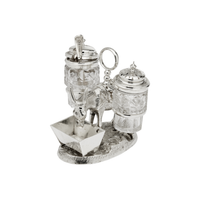 Antique Donkey with Basket Cruet Silver Plated Cut Glass