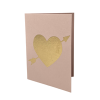 Gold Leaf Card Heart Pink