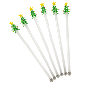 Nina Campbell Glass drinks stirrers with christmas trees on top