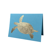 Gold Leaf Card Turtle Blue