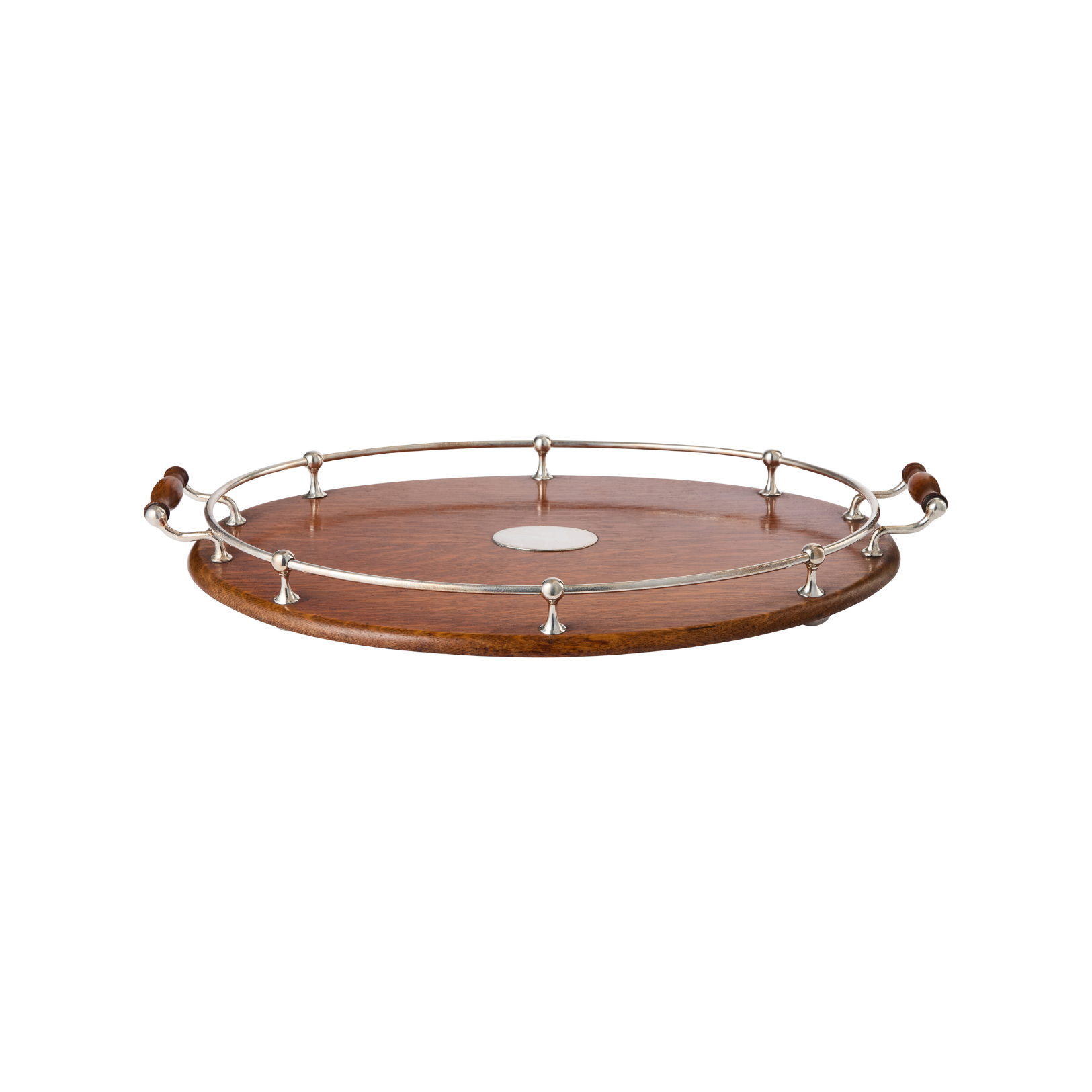 A Silver Plated Oak Oval Tray, c. 1900
